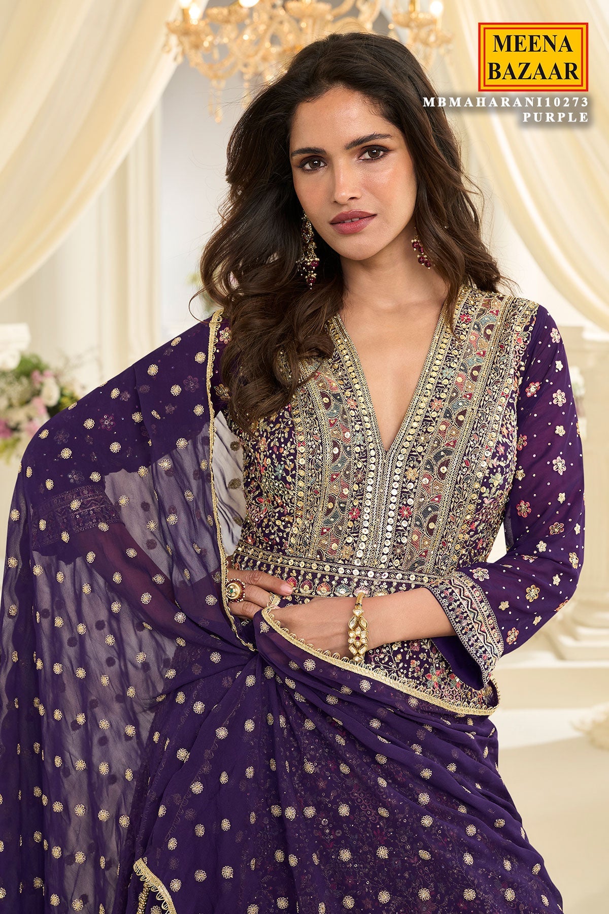 Graceful Purple Georgette Anarkali with Elegant Embroidery
