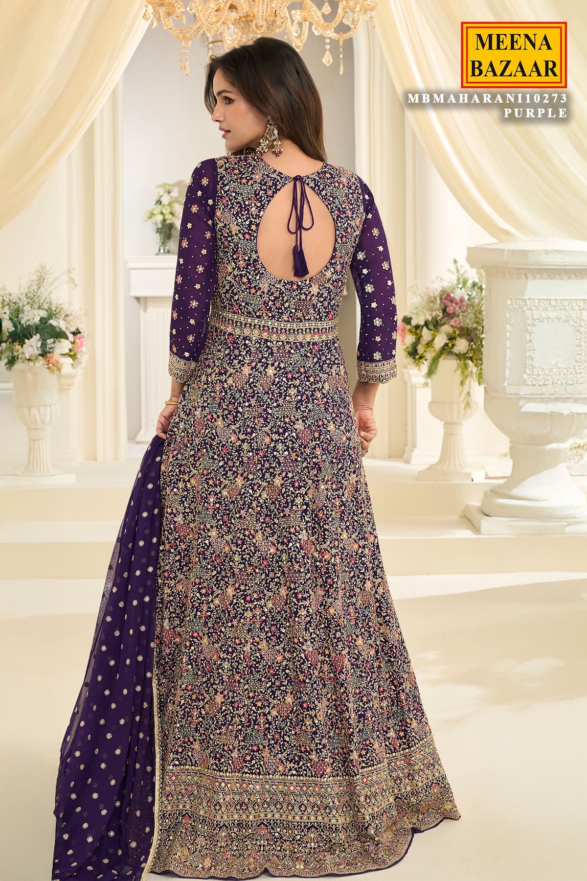 Graceful Purple Georgette Anarkali with Elegant Embroidery
