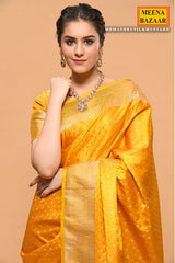 Banarasi Silk Floral Woven Mustard Saree