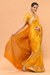 Banarasi Silk Floral Woven Mustard Saree