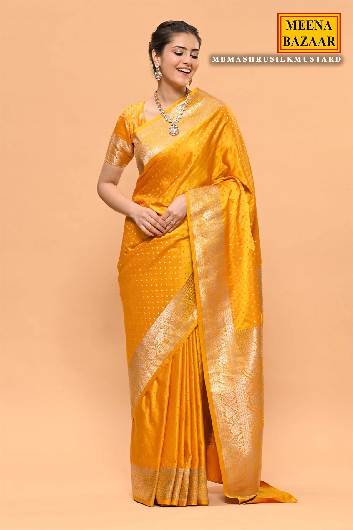 Banarasi Silk Floral Woven Mustard Saree