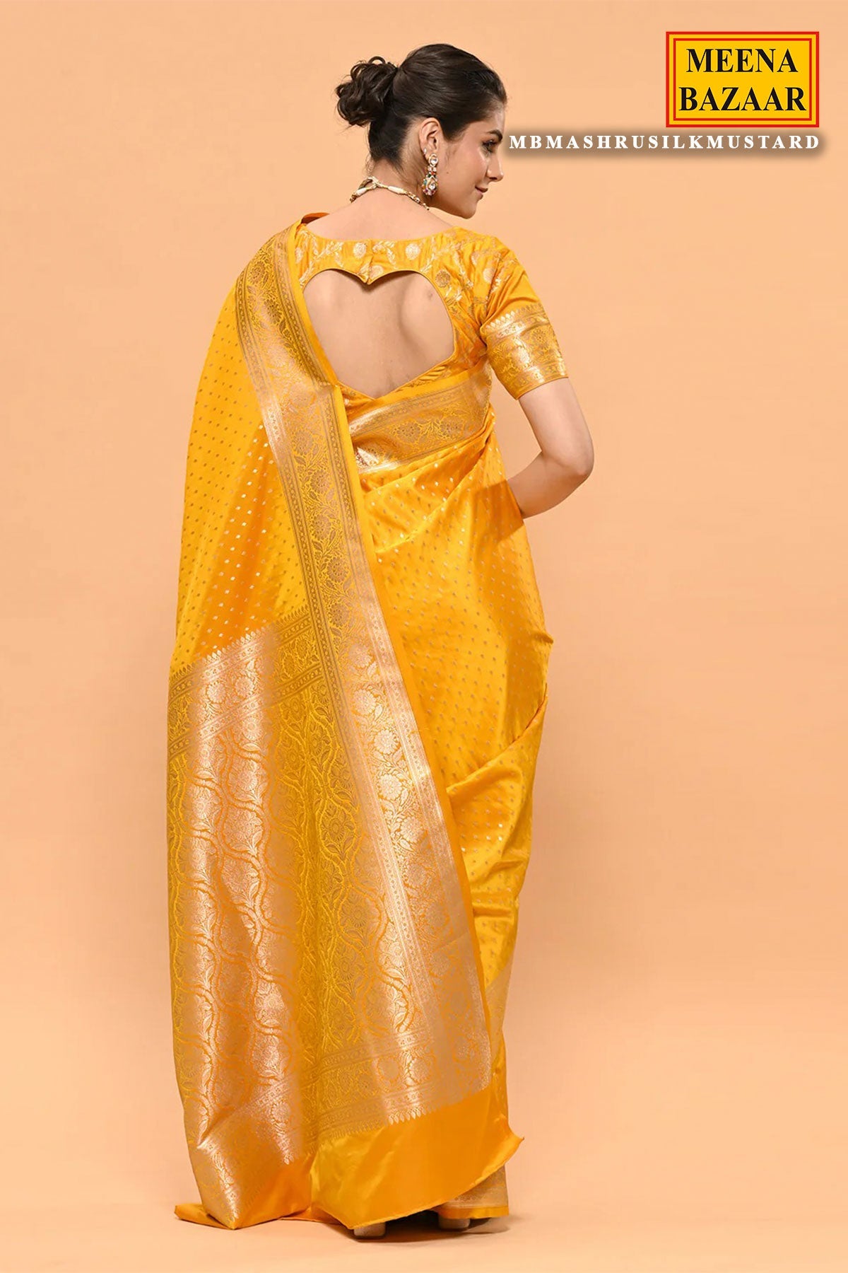 Banarasi Silk Floral Woven Mustard Saree