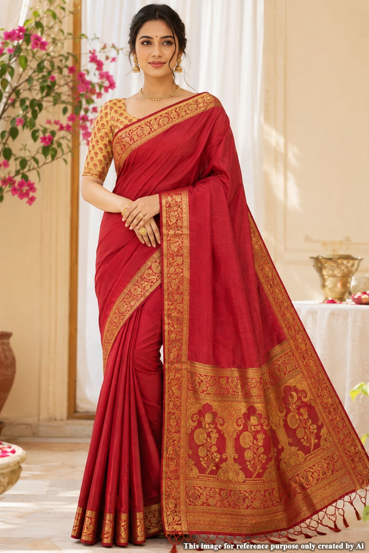 Mayuri Maroon Silk Weaving Saree – Traditional Edit