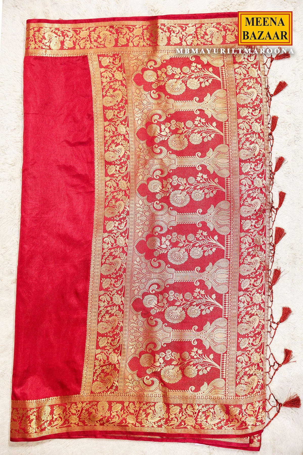 Mayuri Maroon Silk Weaving Saree – Traditional Edit