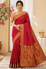 Mayuri Maroon Silk Weaving Saree – Traditional Edit