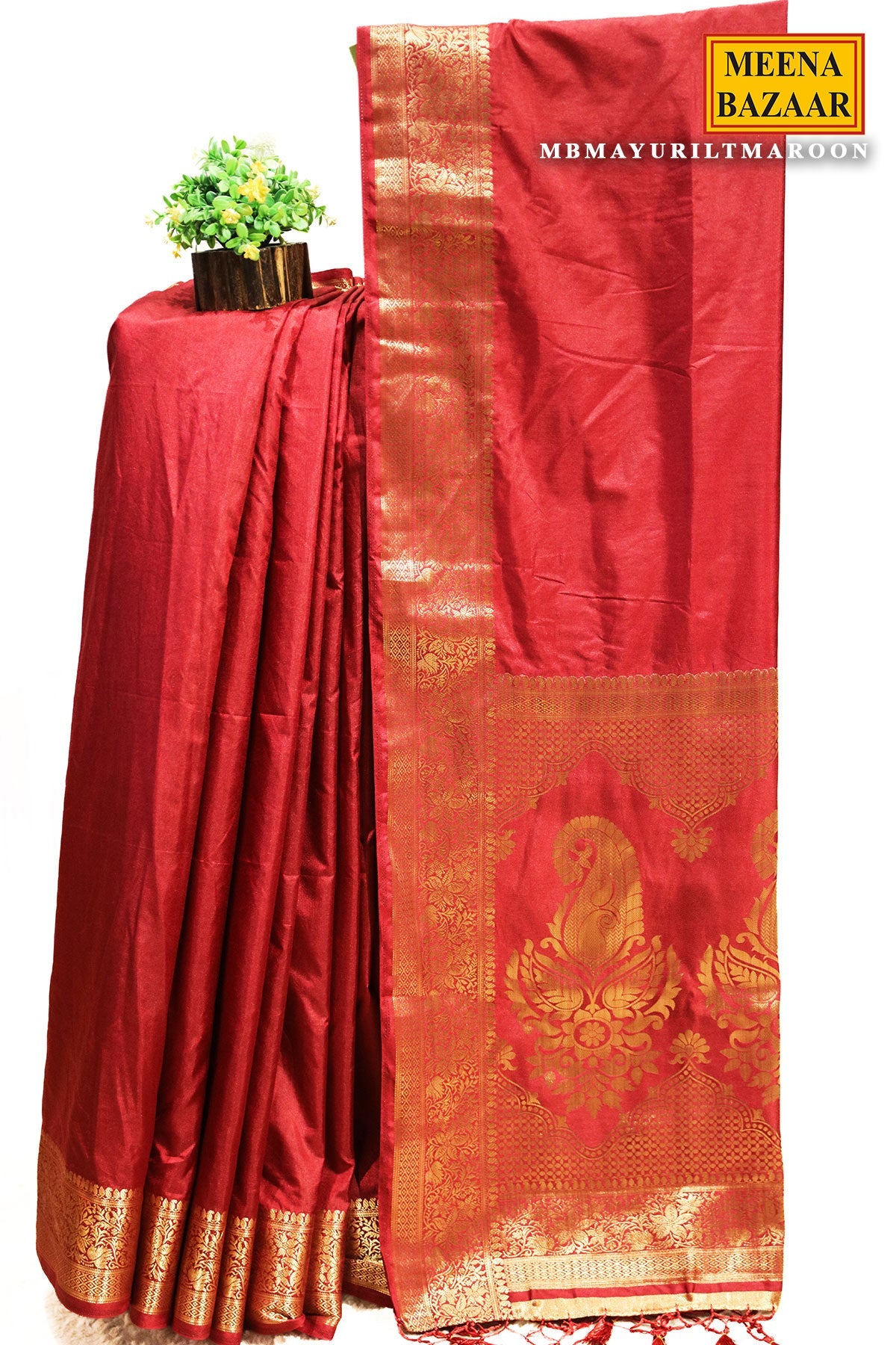 Mayuri Maroon Silk Woven Saree