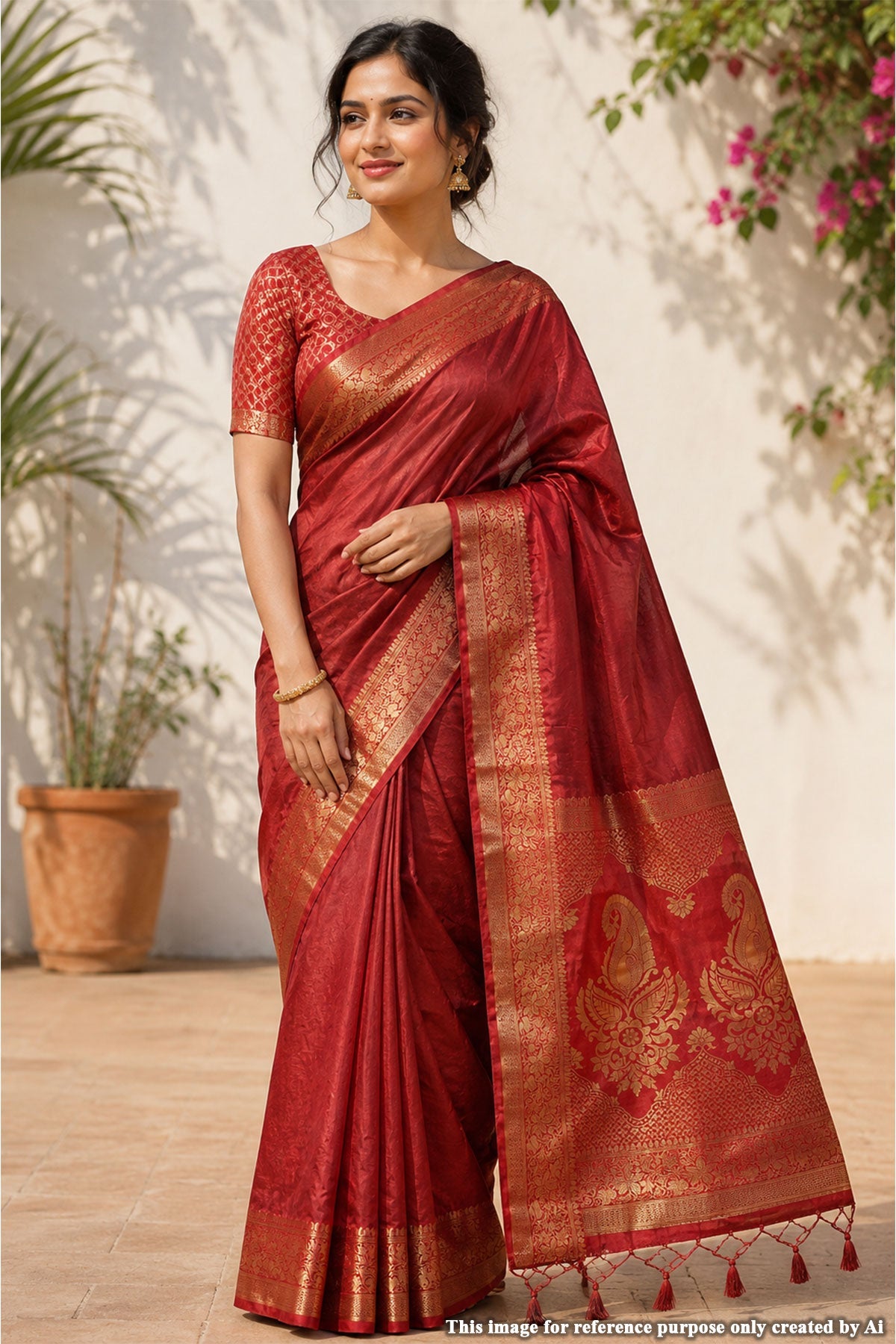 Mayuri Maroon Silk Woven Saree