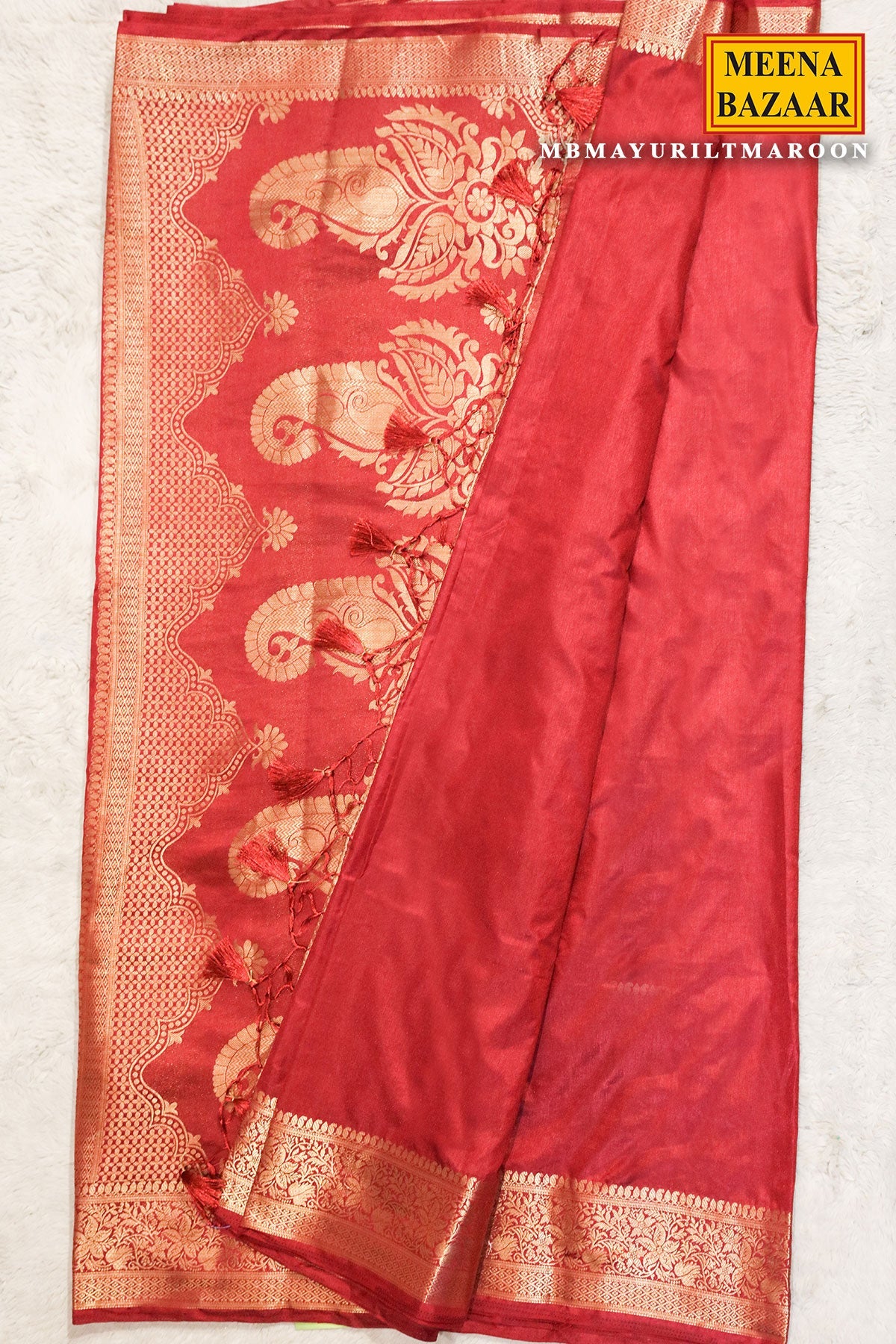 Maroon Silk Weaving Saree