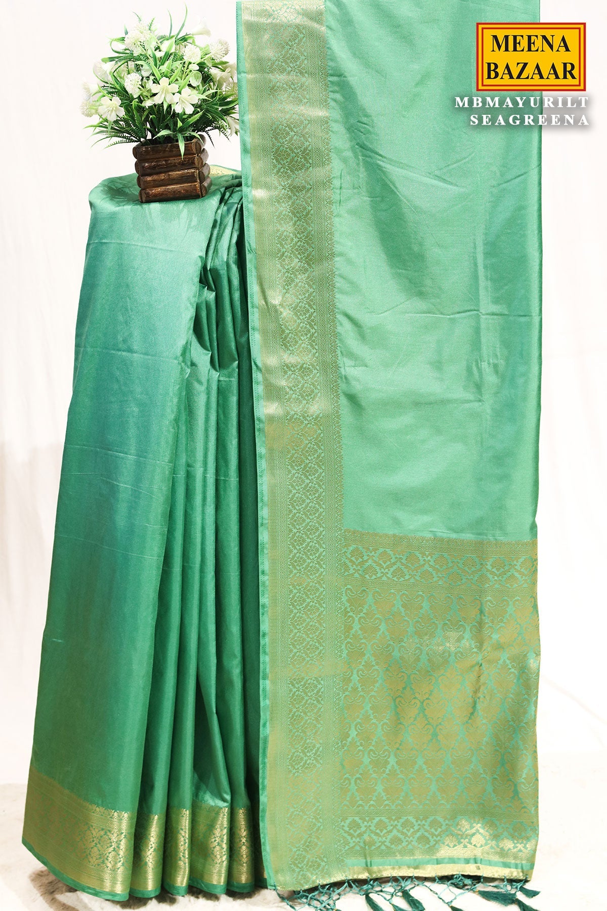 Mayuri Sea Green Silk Weaving Saree