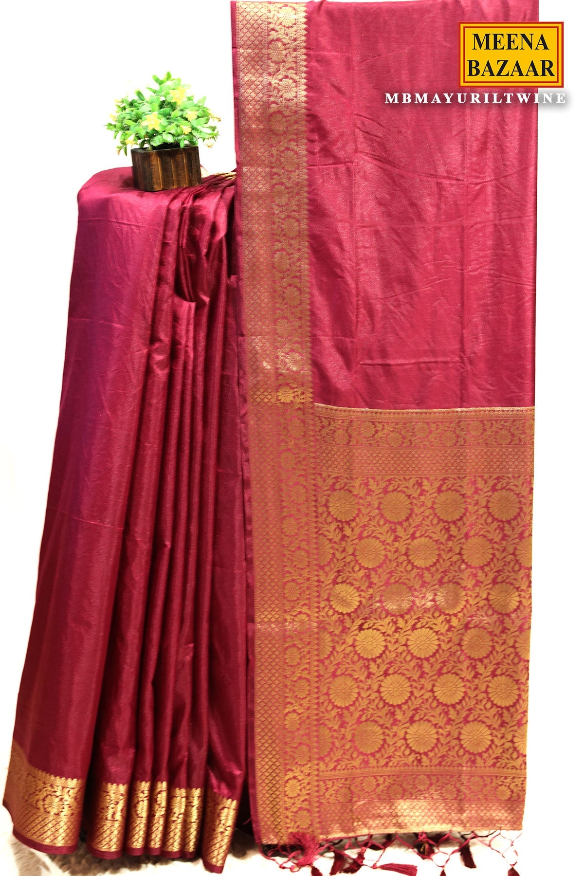 Mayuri Wine Silk Weaving Saree