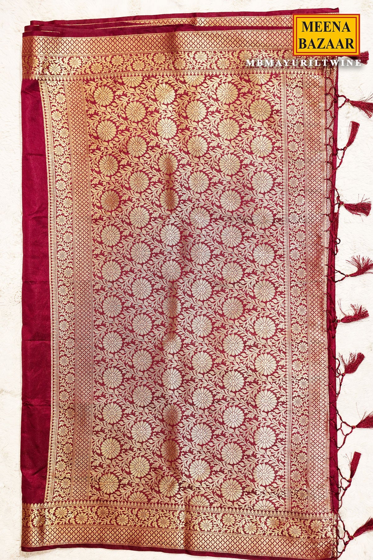 Mayuri Wine Silk Weaving Saree