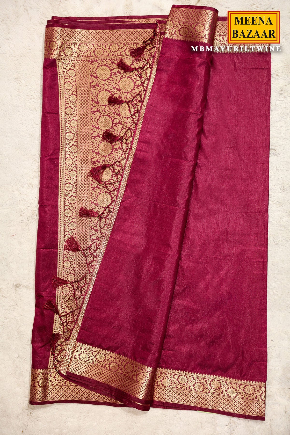 Mayuri Wine Silk Weaving Saree