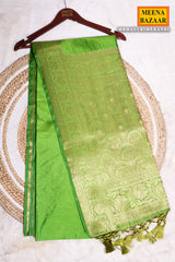Mehandi Silk Saree With Classic Weaving Buti Work