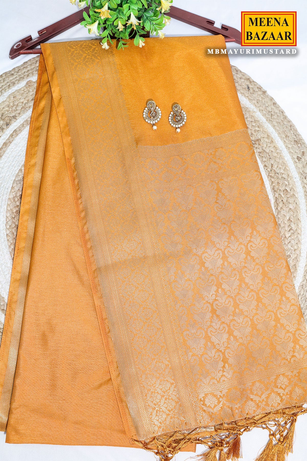 Mustard Silk Saree With Rich Weaving Buti Pattern