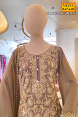 Gracefull Grey Georgette Sharara Set with Zari Embroidery