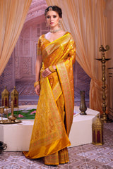 Mustard Woven Banarasi Silk Saree