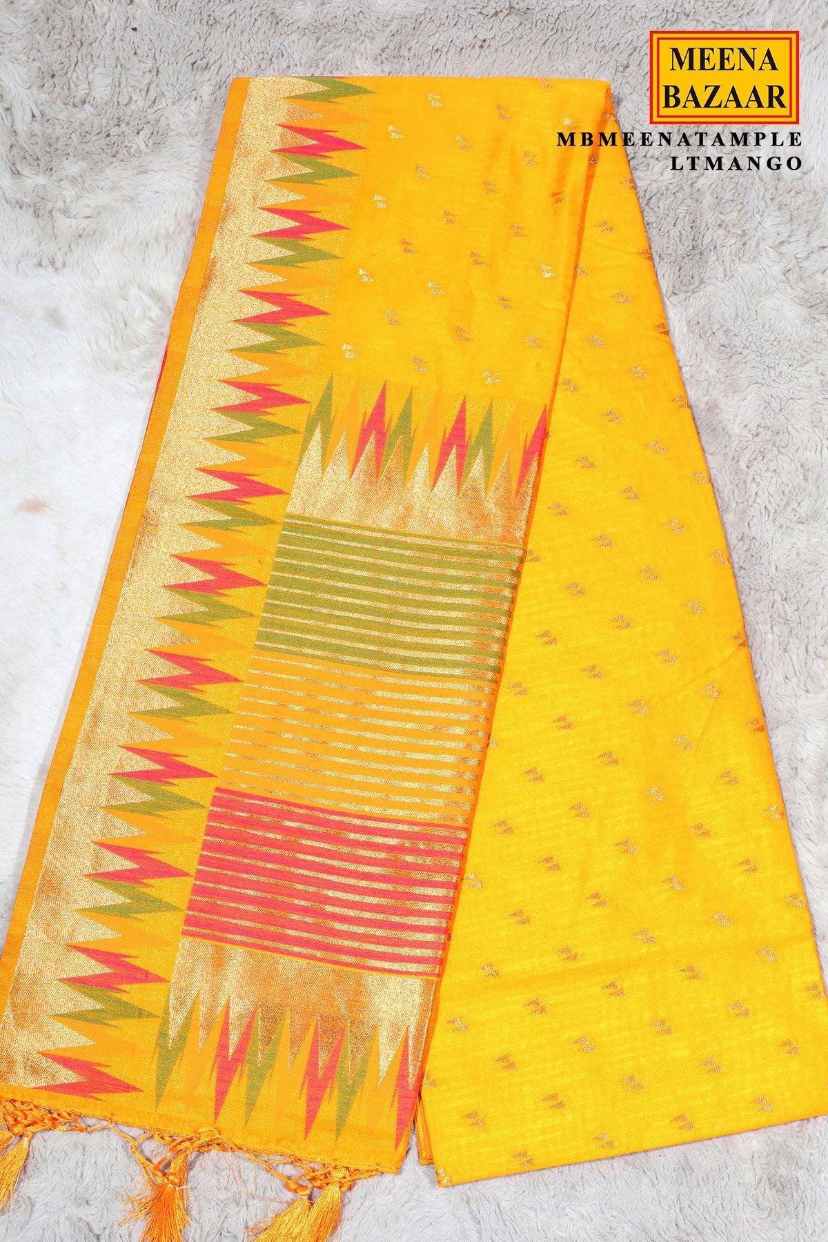 Mango Silk Weaving Buti Saree