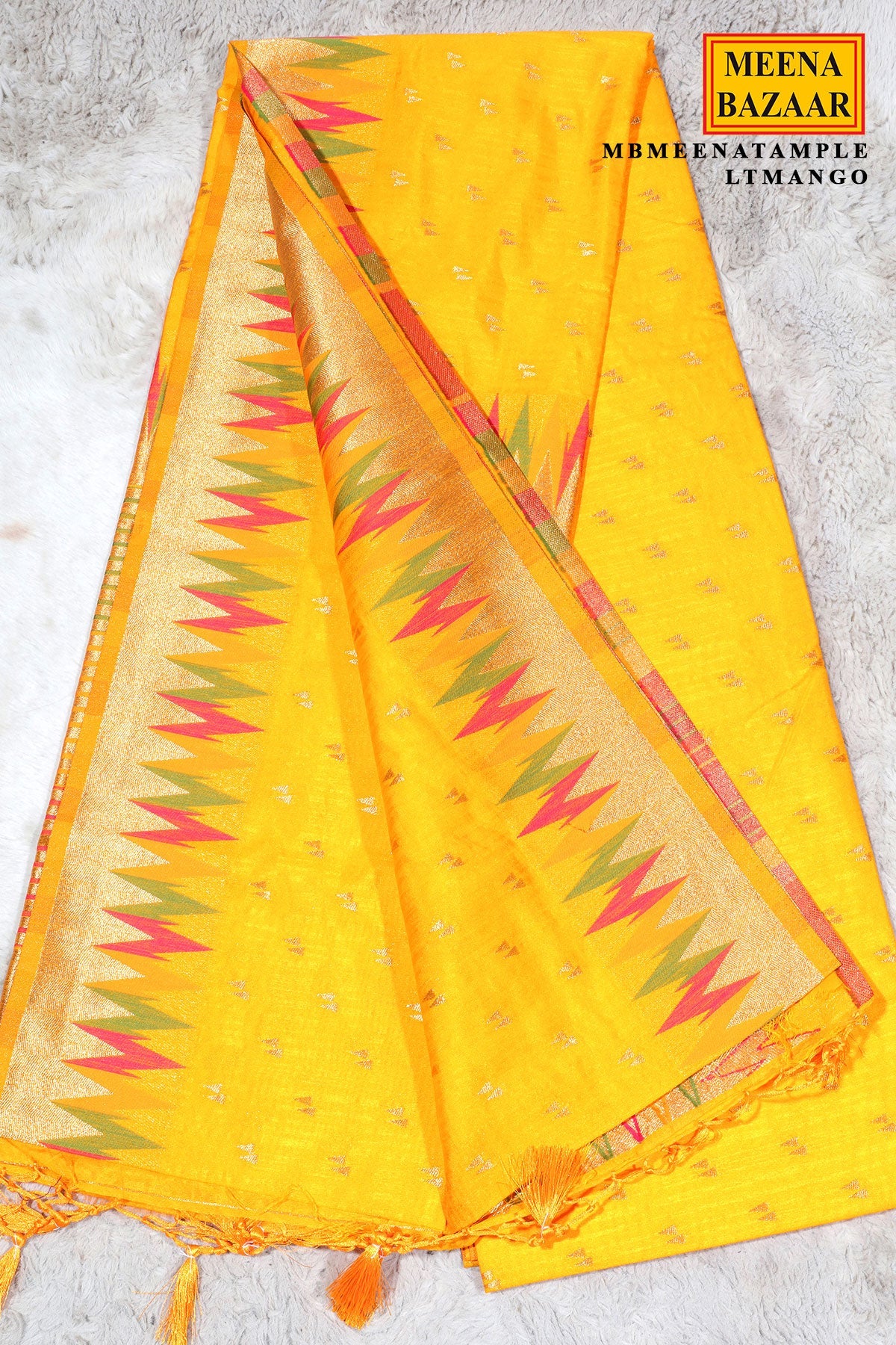 Mango Silk Weaving Buti Saree