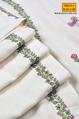 Cream Cotton Embroidered Cord Set