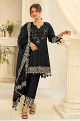Black Ready Made Suit Set for Festive & Party Wear