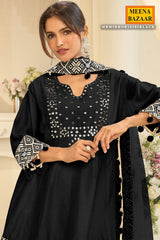Black Ready Made Suit Set for Festive & Party Wear