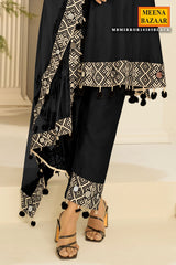 Black Ready Made Suit Set for Festive & Party Wear