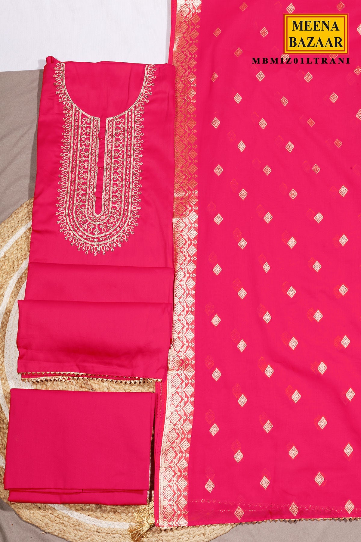 Rani Maslin Neck Embroidered Suit Set