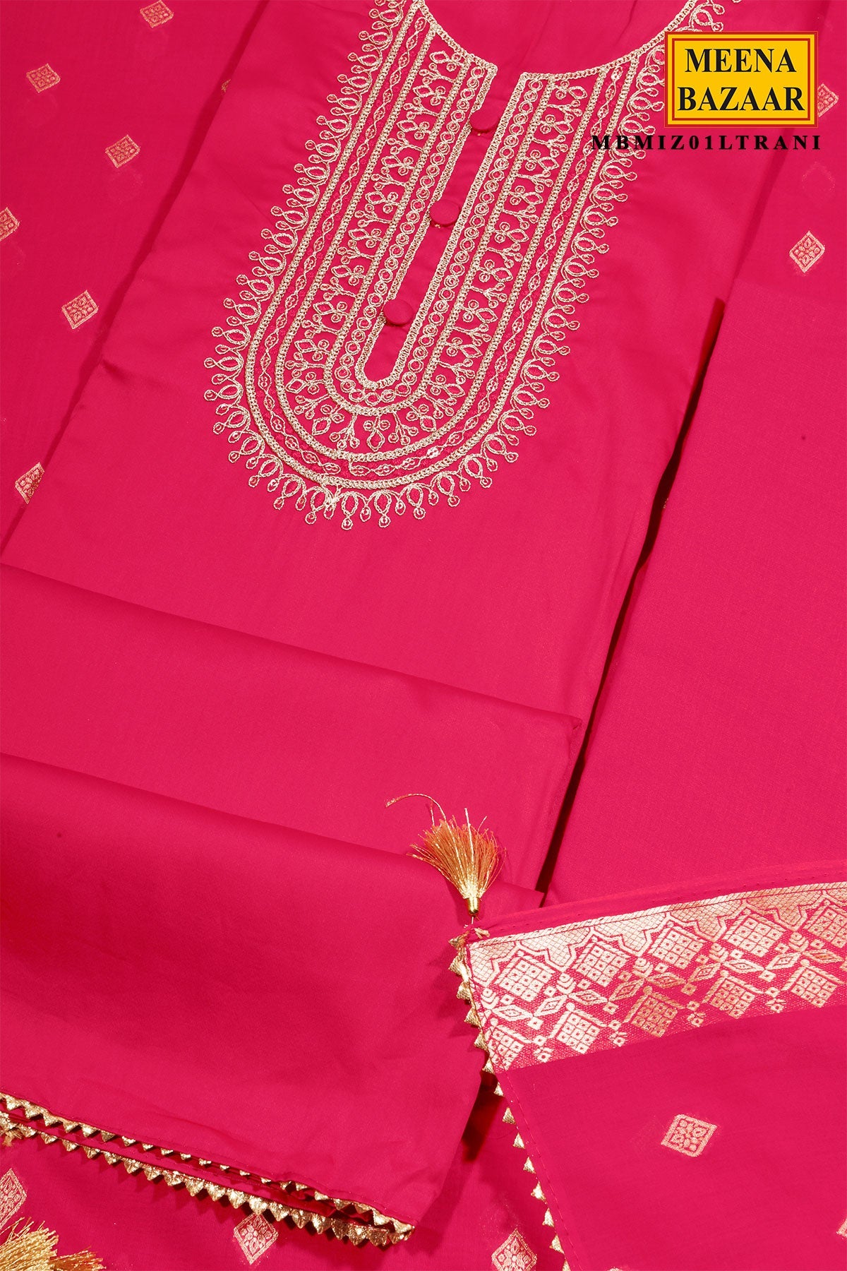Rani Maslin Neck Embroidered Suit Set