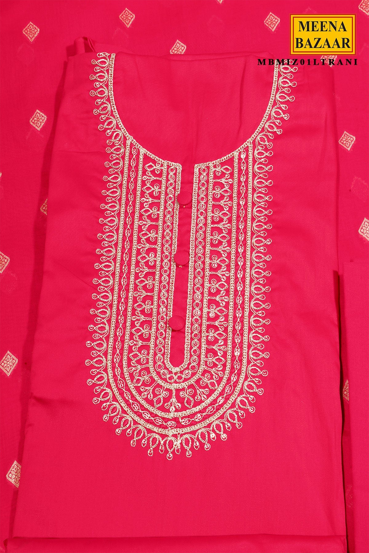 Rani Maslin Neck Embroidered Suit Set