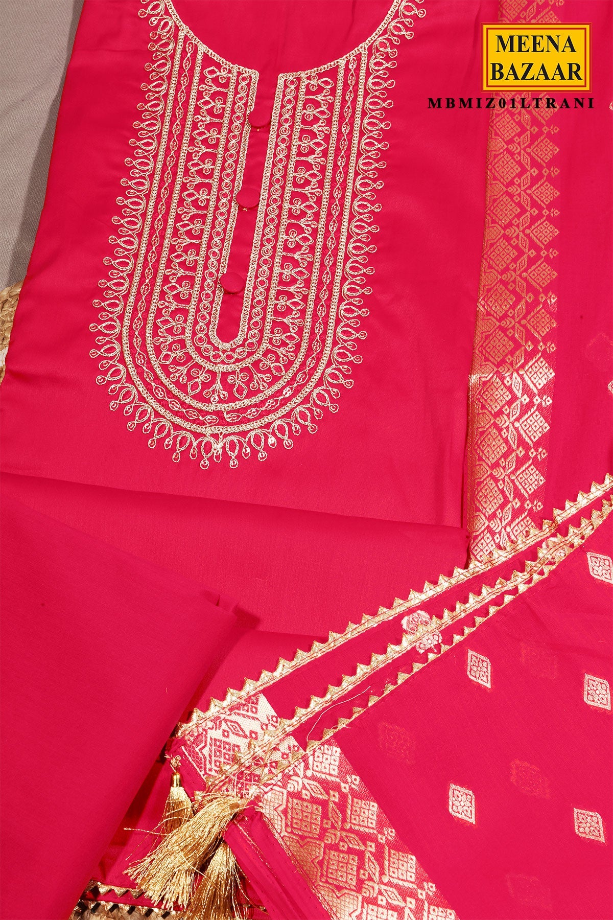 Rani Maslin Neck Embroidered Suit Set