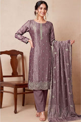 Mauve Crush Tissue Embroidered Suit