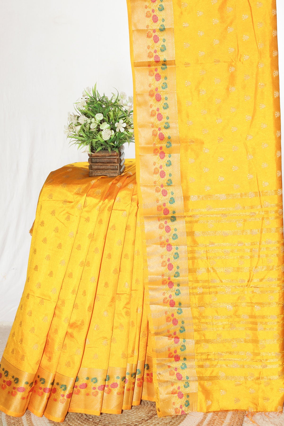 Mango Silk Saree with Woven Buti