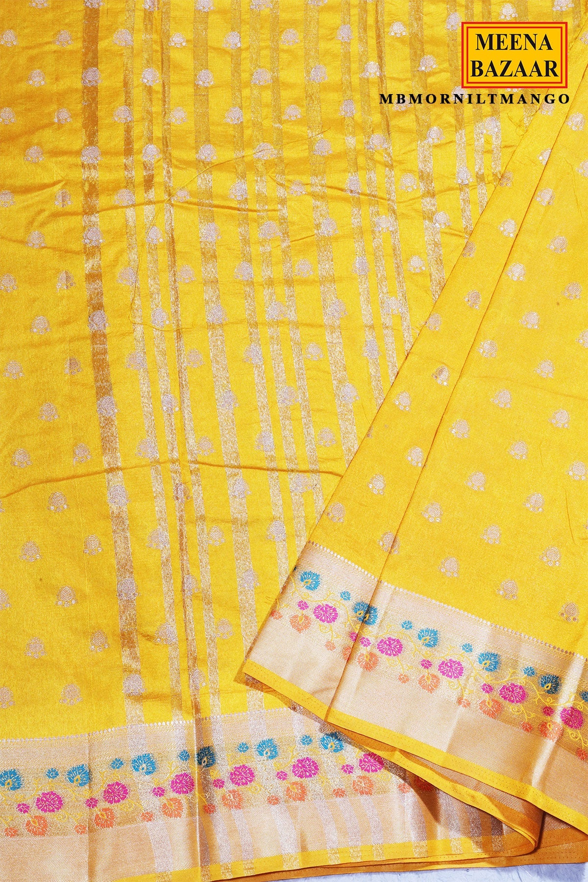 Mango Silk Saree with Woven Buti