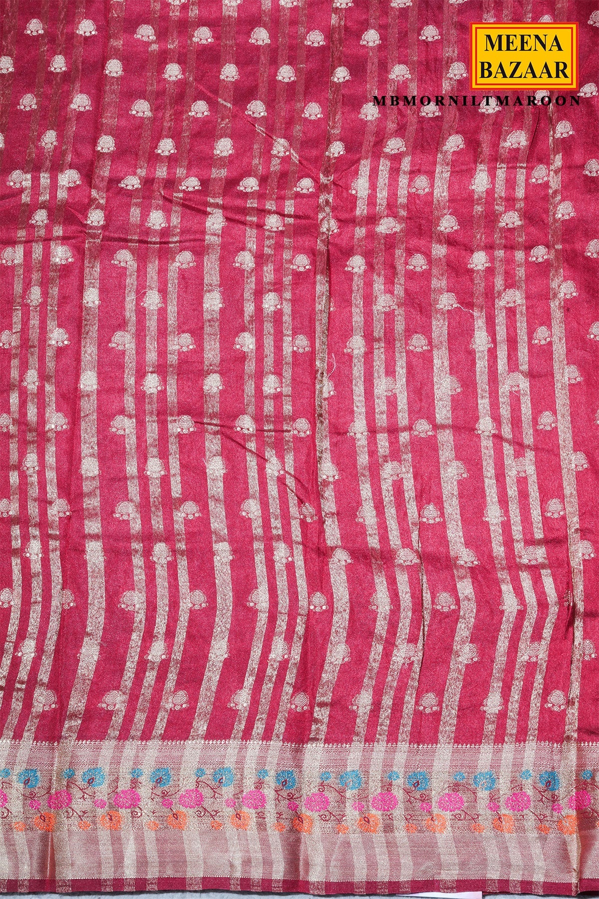 Maroon Silk Saree with Woven Buti