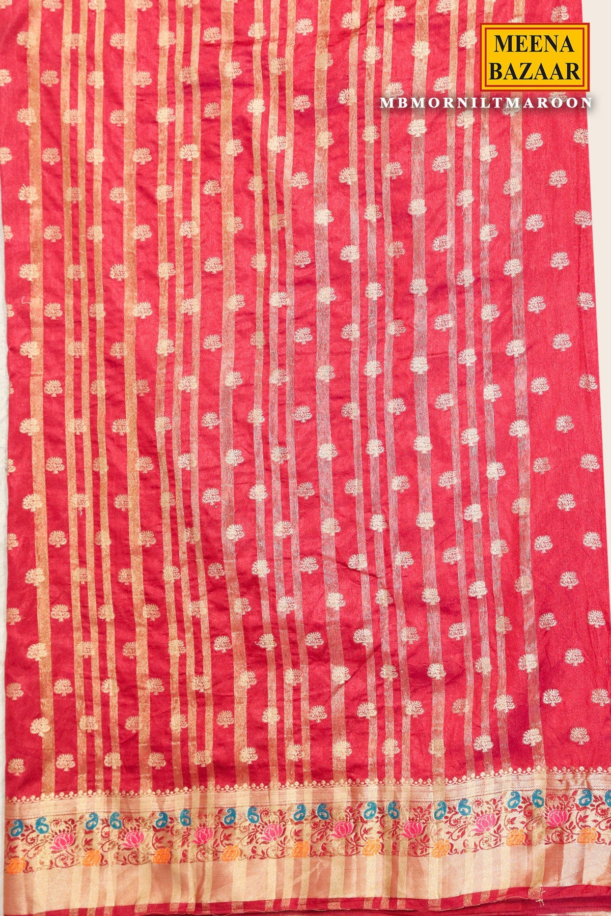 Morni Maroon Silk Weaving Buti Saree
