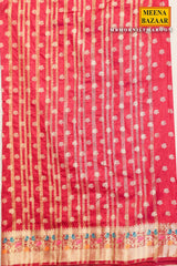 Morni Maroon Silk Weaving Buti Saree