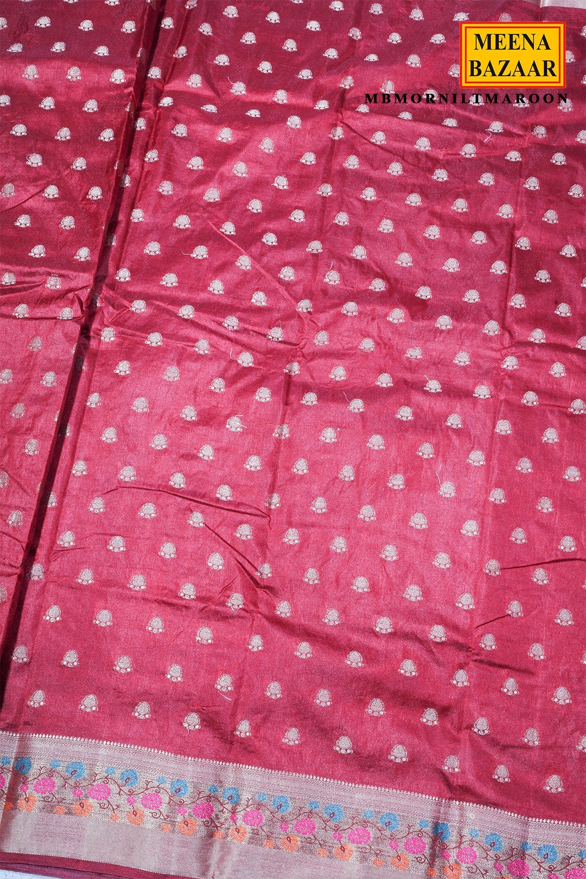 Maroon Silk Saree with Woven Buti
