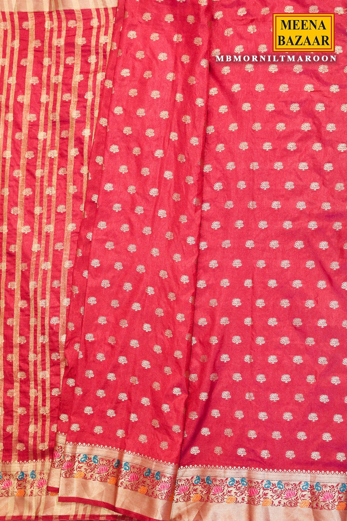 Morni Maroon Silk Weaving Buti Saree