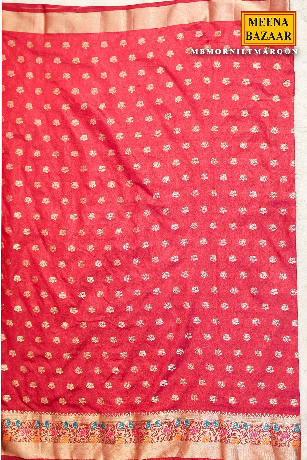 Morni Maroon Silk Weaving Buti Saree