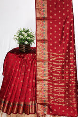 Maroon Silk Saree with Woven Buti