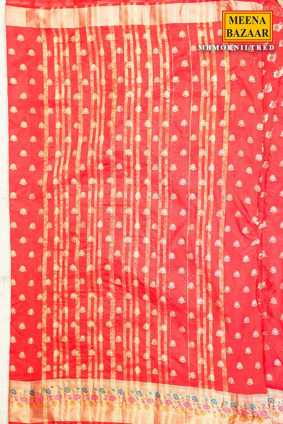 Morni Red Silk Weaving Buti Saree