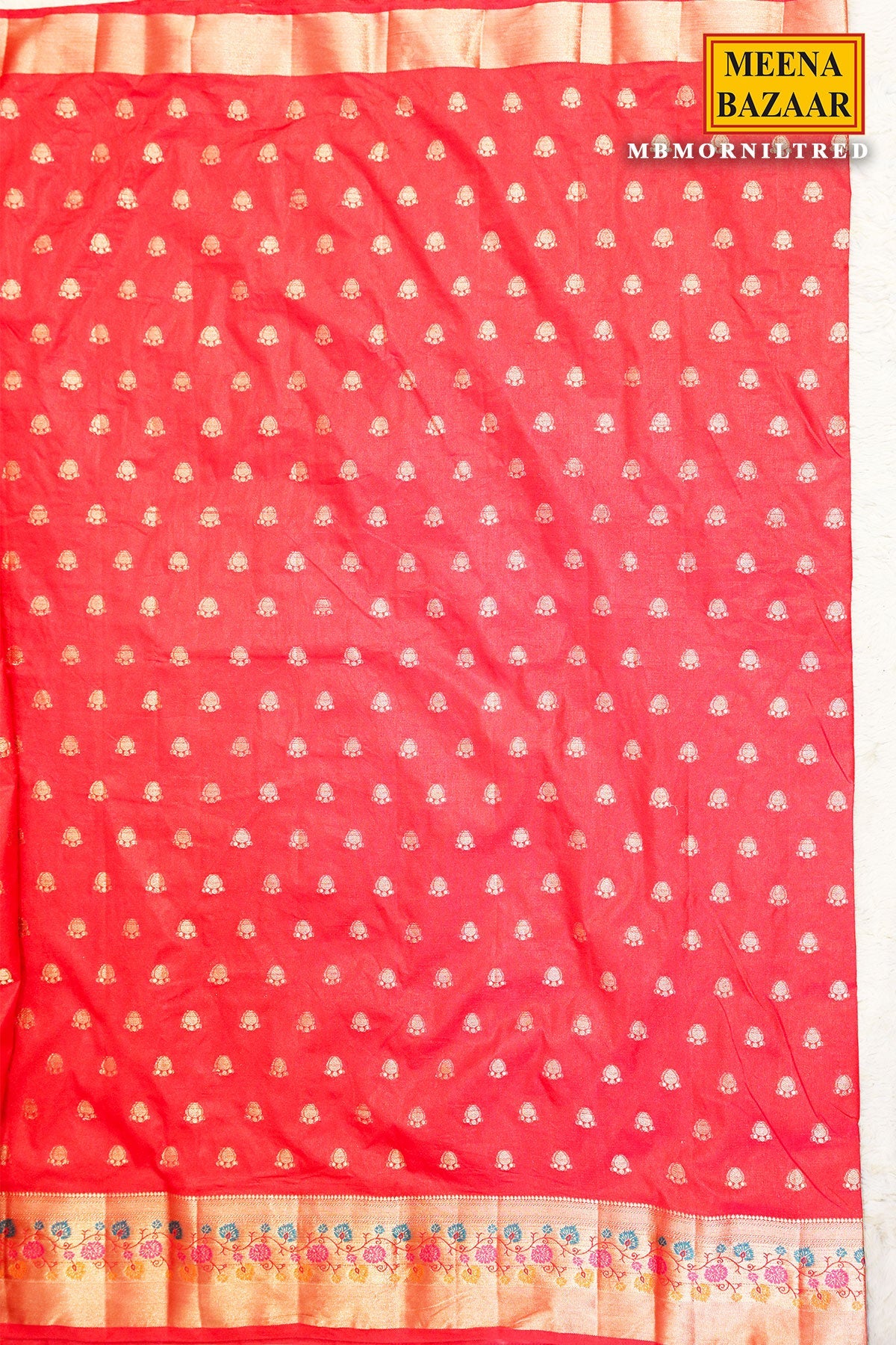 Morni Red Silk Weaving Buti Saree