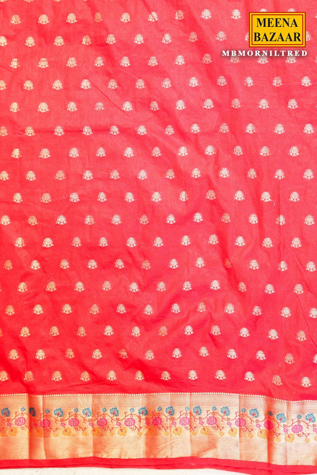 Morni Red Silk Weaving Buti Saree