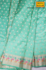 Sea Green Silk Saree with Woven Buti