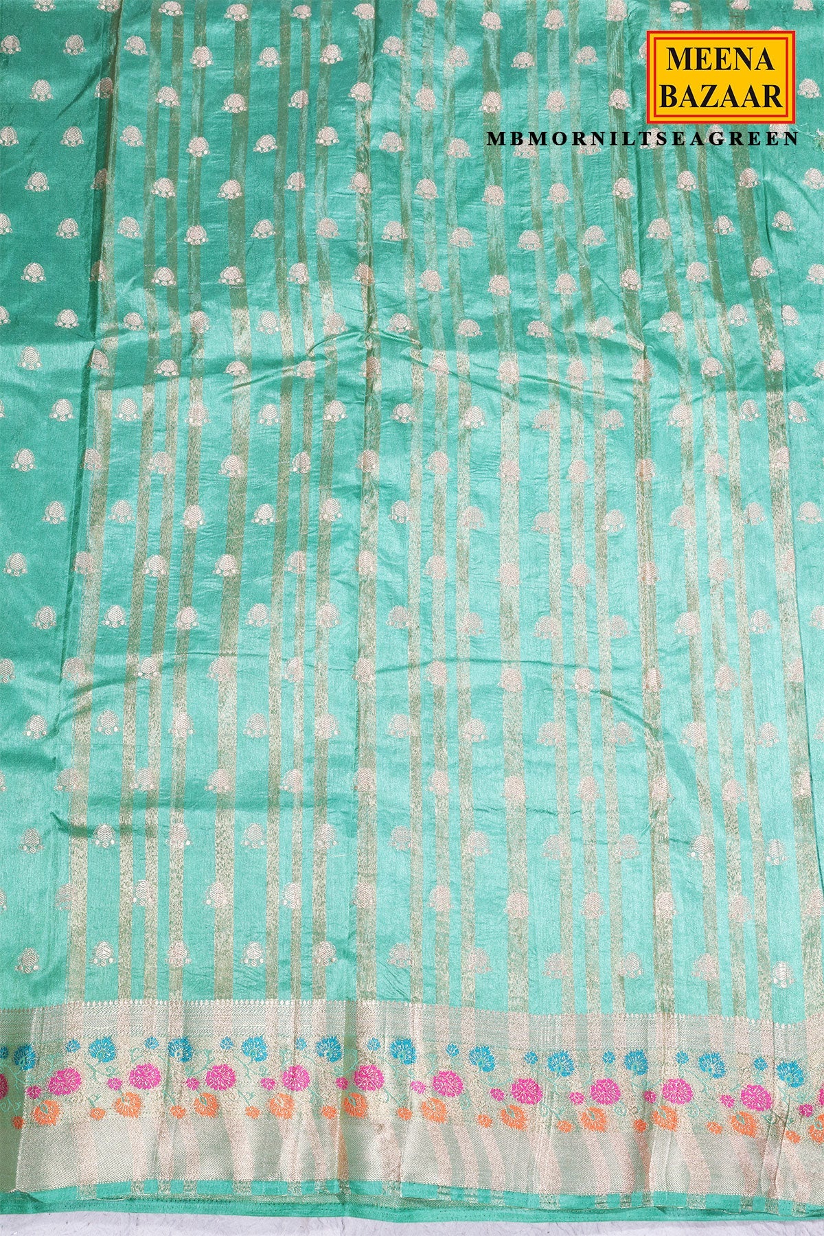 Sea Green Silk Saree with Woven Buti