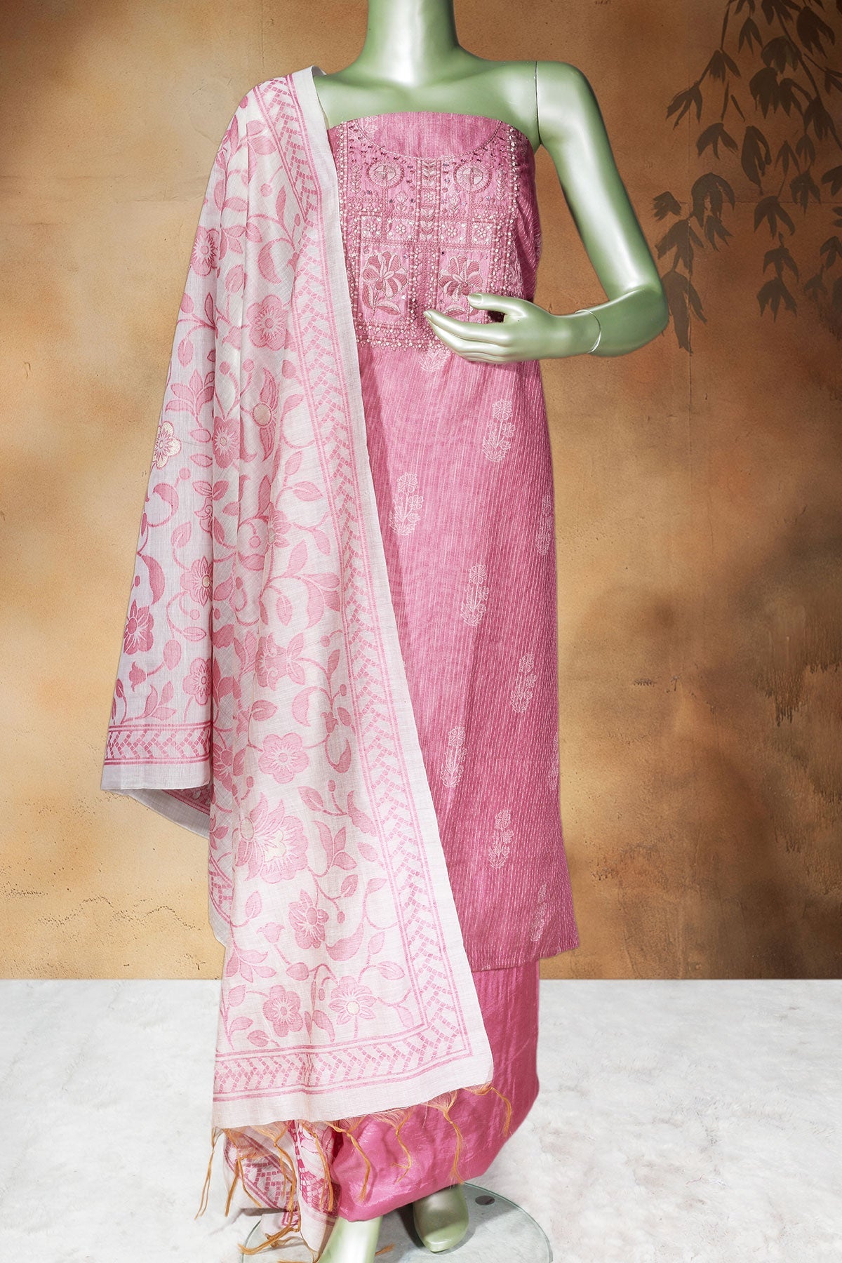 Rani Embroidered Cotton Unstitched Suit – Elegant Ethnic Wear