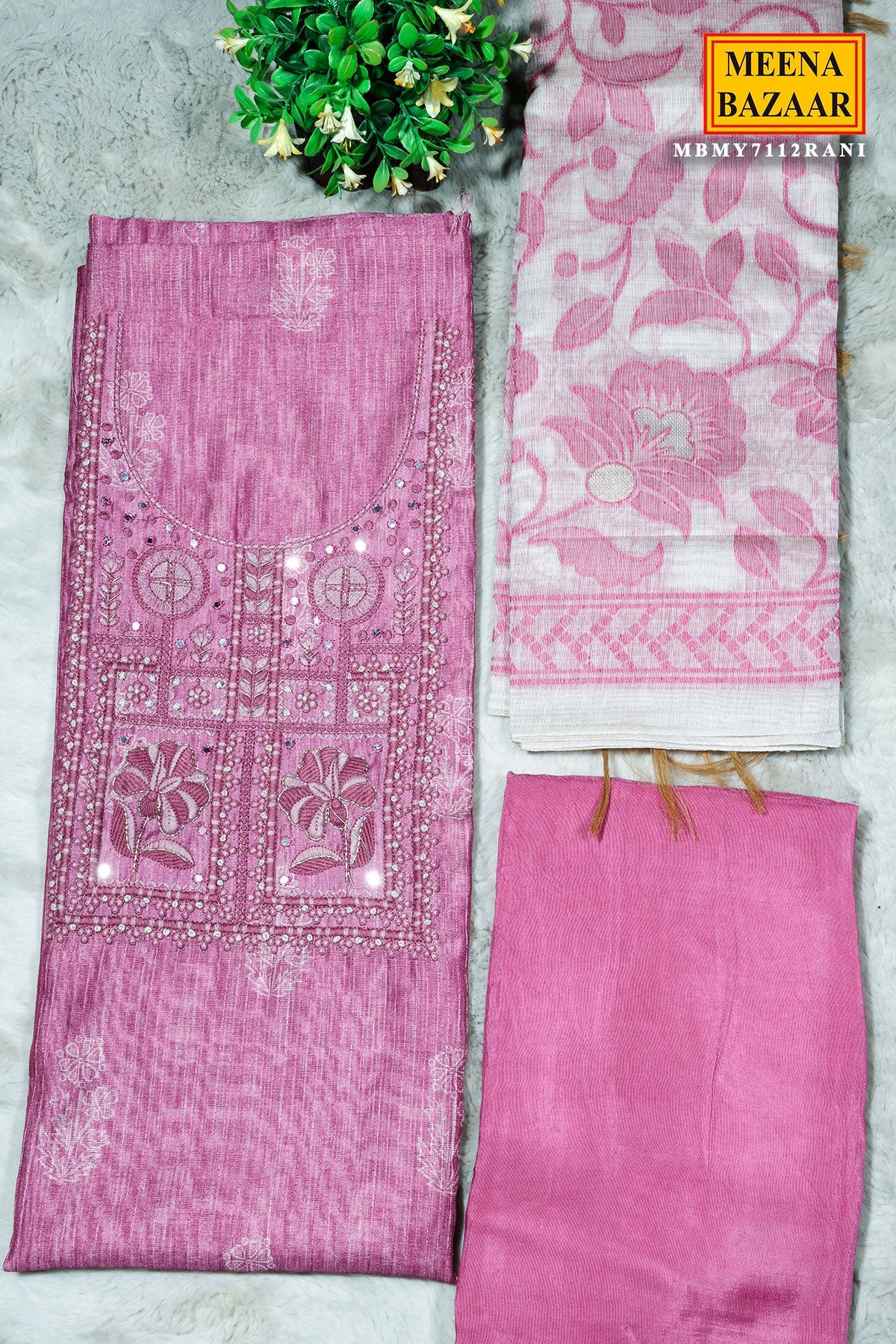 Rani Embroidered Cotton Unstitched Suit – Elegant Ethnic Wear