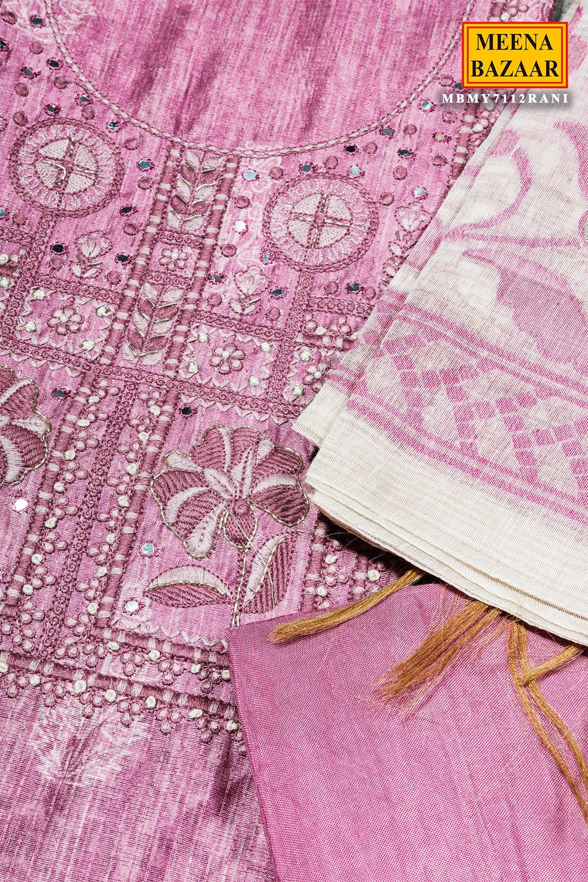 Rani Embroidered Cotton Unstitched Suit – Elegant Ethnic Wear