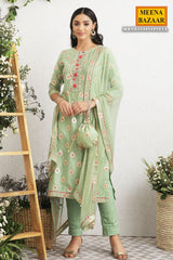 Pista Embroidered Chanderi Unstitched Suit