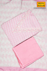 Pink Cotton Embroidered Unstitched Suit – Elegant Everyday Ethnic Wear